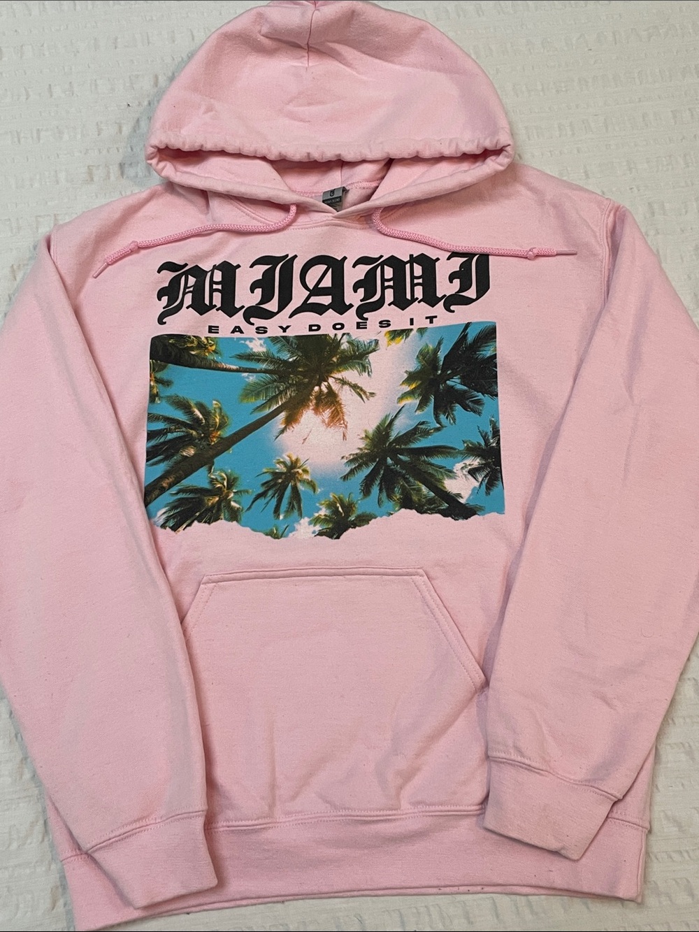 rue21 Miami "Easy Does It" Graphic Hoodie Y2K Palm Tree Size Medium